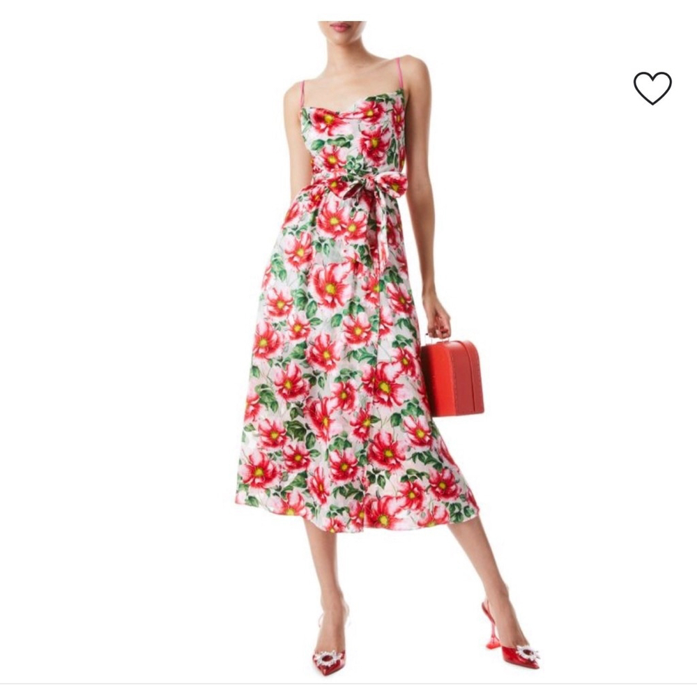 .NWT ALICE + OLIVIA Samantha Floral Silk Blend Midi Dress SZ 14